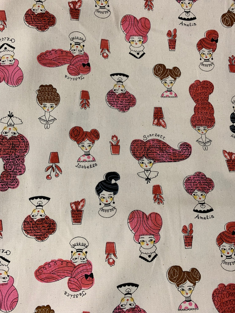 Victorian Ladies with Hair Collage Patterns - Kokka Japan Cotton Oxford Fabric