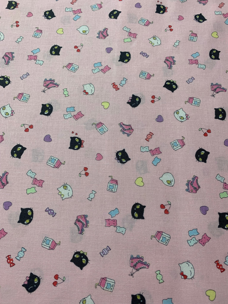 Kittens on Pink Petite Design - Kokka Japan Cotton Sheeting Fabric
