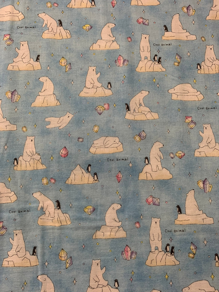 Polar Bears Cool Animals - Kokka Japan Cotton Double Gauze Fabric
