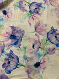 Purple Watercolor Poppies Floral - Kokka Japan Cotton/Linen Poplin Fabric