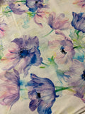 Purple Watercolor Poppies Floral - Kokka Japan Cotton/Linen Poplin Fabric