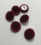 Ruby Red Silk Velvet Fabric Buttons - Set of 6 - 5/8"