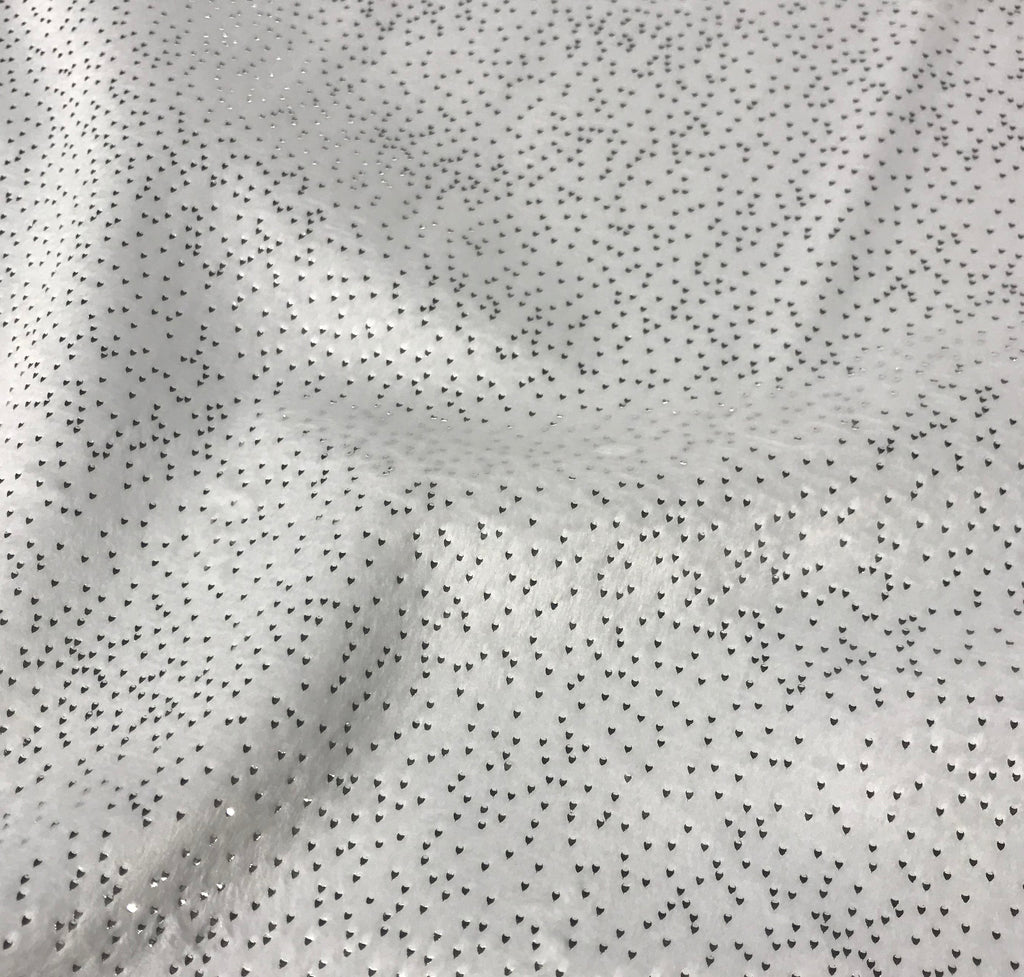 White with Silver Metallic Glitter - Cuddle Minky Fabric