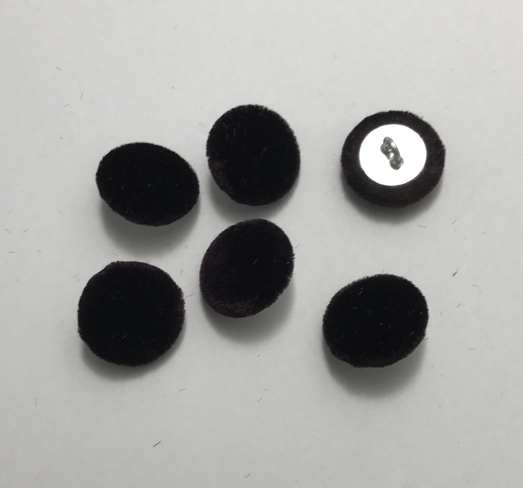 Blackberry Silk Velvet Fabric Buttons - Set of 6 - 5/8"