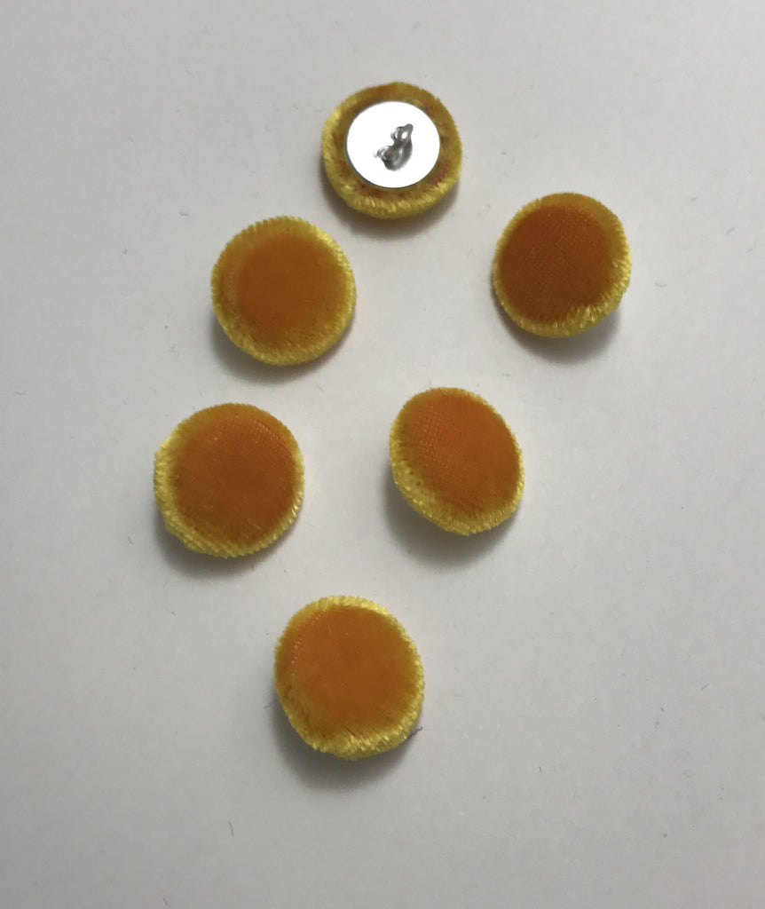 Golden Orange Silk Velvet Fabric Buttons - Set of 6 - 5/8"