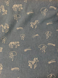 Embroidered Unicorns on Blue Denim - Kokka Japan Cotton Oxford Fabric