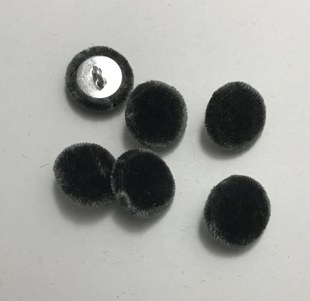 Smoke Gray Silk Velvet Fabric Buttons - Set of 6 - 5/8"