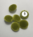Yellow Green Silk Velvet Fabric Buttons - Set of 6 - 5/8"