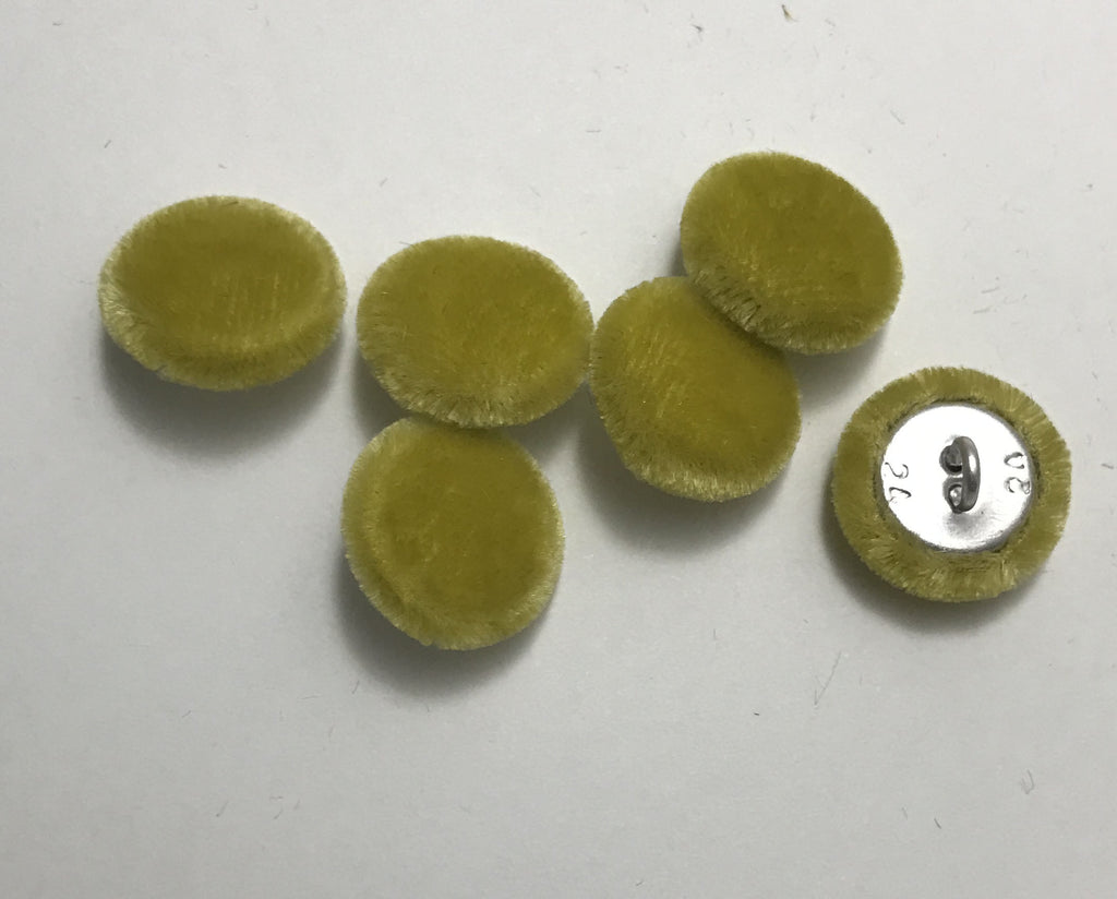 Chartreuse Silk Velvet Fabric Buttons - Set of 6 - 5/8"