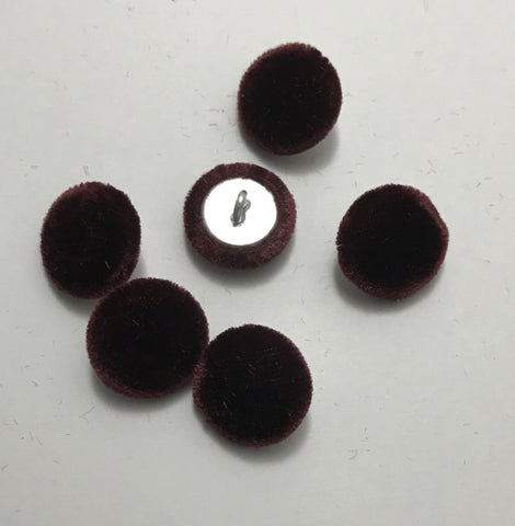 Burgundy Red Silk Velvet Fabric Buttons - Set of 6 - 5/8"