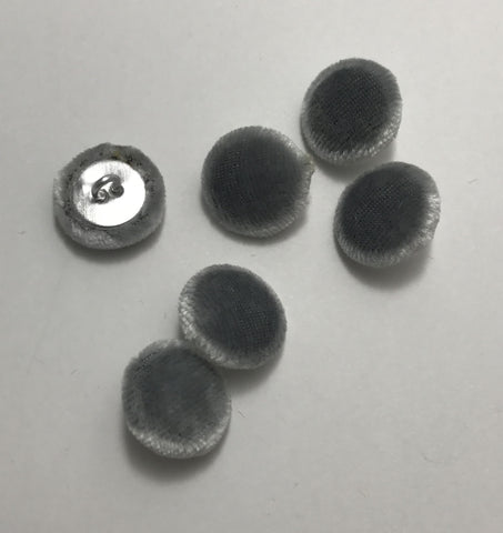 Pewter Gray Silk Velvet Fabric Buttons - Set of 6 - 5/8"