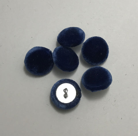 Lapis Blue Silk Velvet Fabric Buttons - Set of 6 - 5/8"