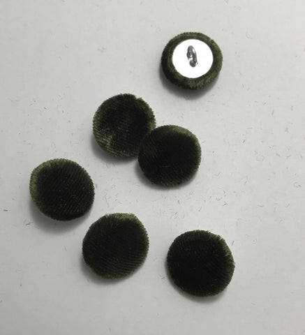 Green Gold Silk Velvet Fabric Buttons - Set of 6 - 5/8"