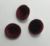 Deep Red Silk Velvet Fabric Buttons - Set of 6 - 5/8"