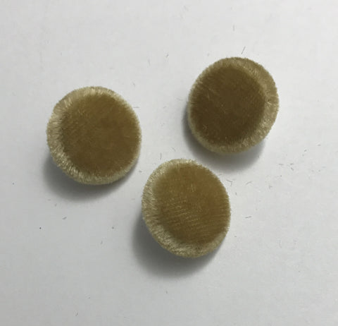 Gold Silk Velvet Fabric Buttons - Set of 6 - 5/8"