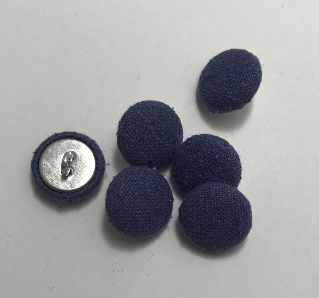 Periwinkle Blue Silk Noil Fabric Buttons - Set of 6 - 5/8"