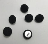 Black Silk Noil Fabric Buttons - Set of 6 - 5/8"