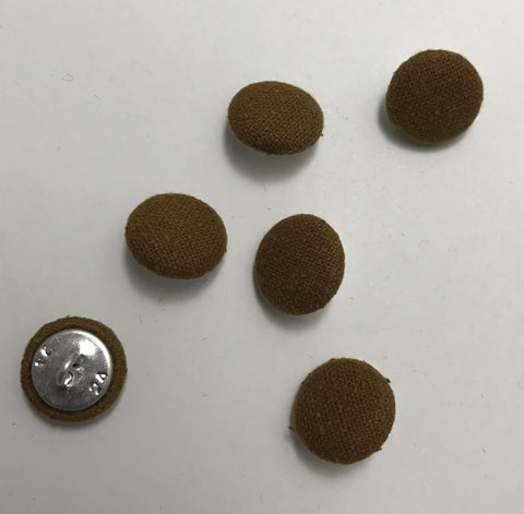Caramel Brown Silk Noil Fabric Buttons - Set of 6 - 5/8"