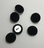 Black Silk Velvet Fabric Buttons - Set of 6 - 5/8"