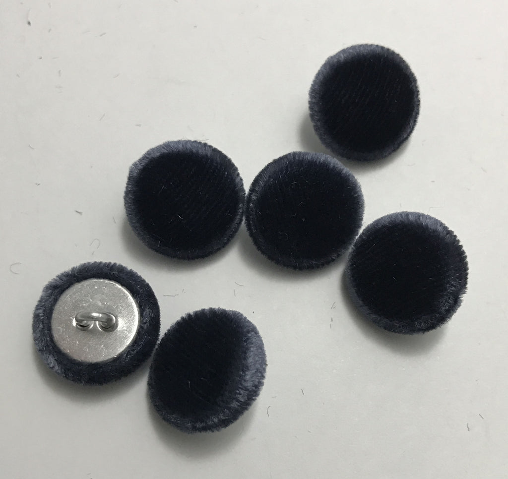 Ocean Blue Silk Velvet Fabric Buttons - Set of 6 - 5/8"