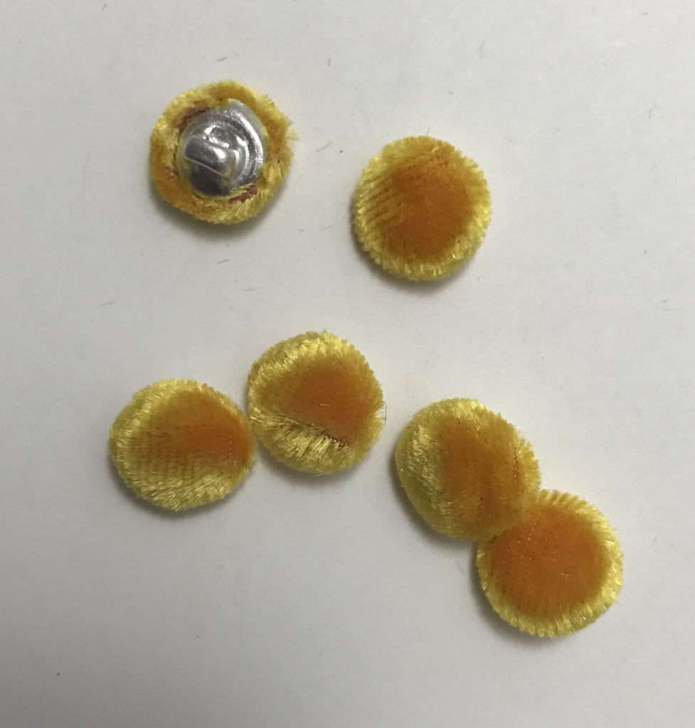 Golden Orange Silk Velvet Fabric Buttons - Set of 6 - 1/2"