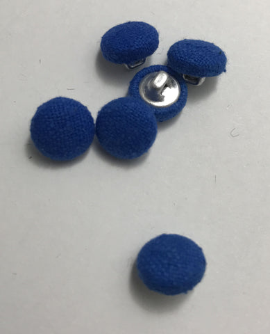 Royal Blue Silk Noil Fabric Buttons - Set of 6 - 7/16"