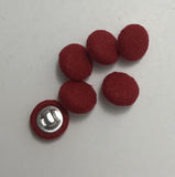 Bright Red Silk Noil Fabric Buttons - Set of 6 - 7/16"