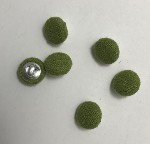 Leaf Green Silk Noil Fabric Buttons - Set of 6 - 7/16"