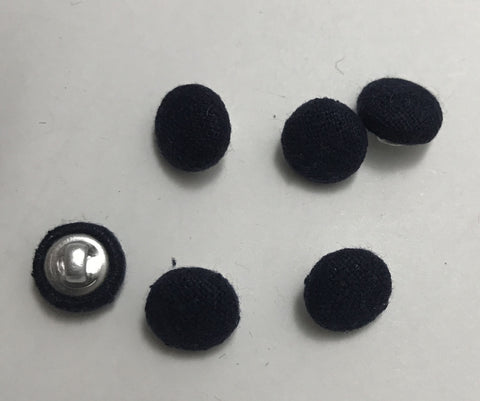 Navy Blue Silk Noil Fabric Buttons - Set of 6 - 7/16"