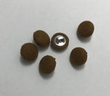 Caramel Brown Silk Noil Fabric Buttons - Set of 6 - 7/16"