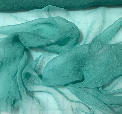 Teal Blue - 3mm Hand Dyed Silk Gauze Chiffon