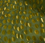 Yellow Green Polka Dots - Hand Dyed Burnout Silk Velvet - 10.5"x42" Remnant
