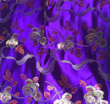 Purple & Gold Ribbon Roses - Faux Silk Brocade Fabric