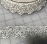White Border Floral - Guipure Bridal Lace (1-1/2" wide)