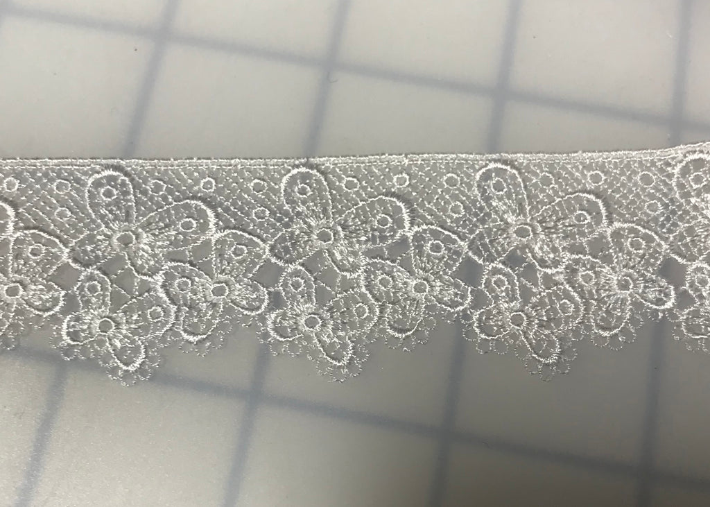 White Border Butterfly - Guipure Bridal Lace (1-1/4" wide)
