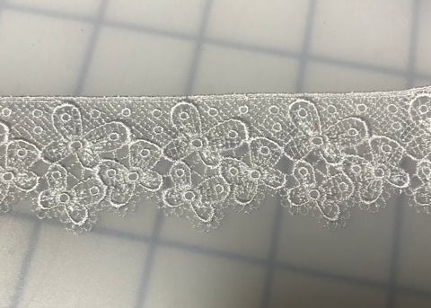 White Border Butterfly - Guipure Bridal Lace (1-1/4" wide)