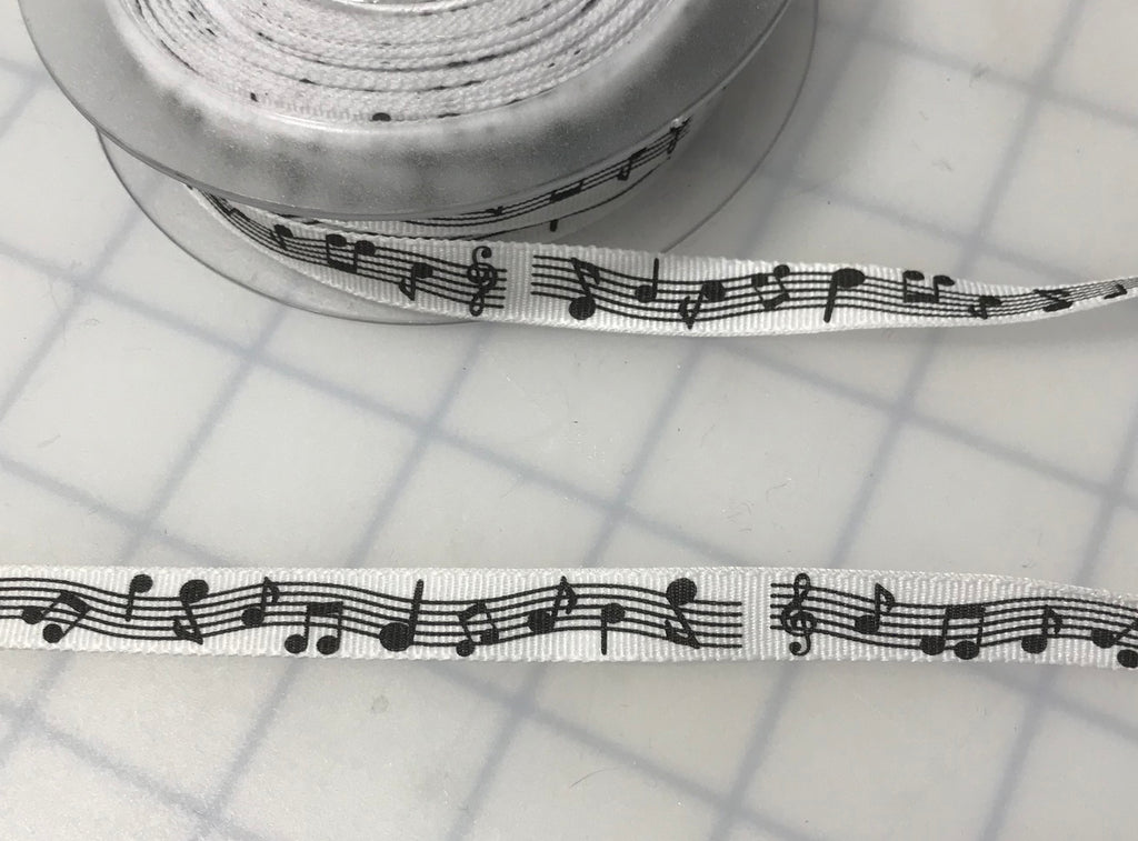 Music Notes Grosgrain Ribbon Trim 3/8" Made in France
