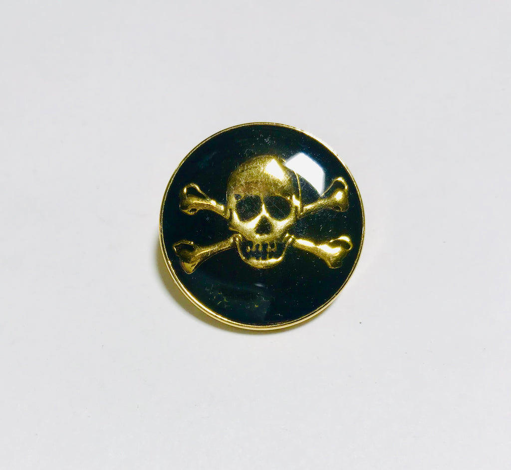 Skull & Crossbones Metal Button - 25mm / 1 inch - Dill Buttons Brand (4 Colors to Choose From)
