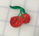 Embroidered Lace Red Cherries Applique Trim 1 1/2" wide Made in France