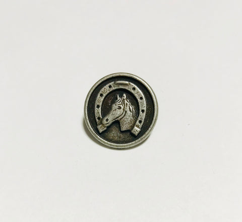 Horse with Horseshoe Metal Button - Dill Buttons Brand (2 Sizes to Choose From)