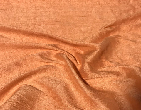 Hand Dyed Persimmon Orange - Silk Dupioni Fabric