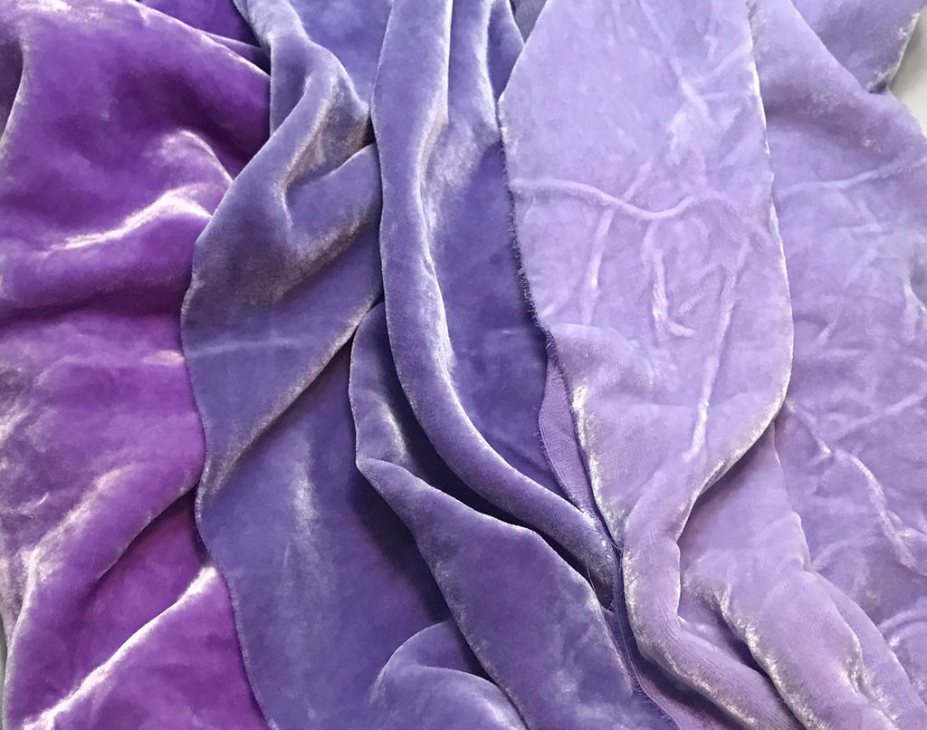 Pastel Purple Sample Set - Hand Dyed Silk Velvet - 1/4 Yard x 45" Each
