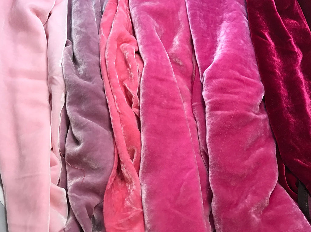 Big Pink Sample Set - Hand Dyed Silk Velvet - 1/4 Yard x 45" Each