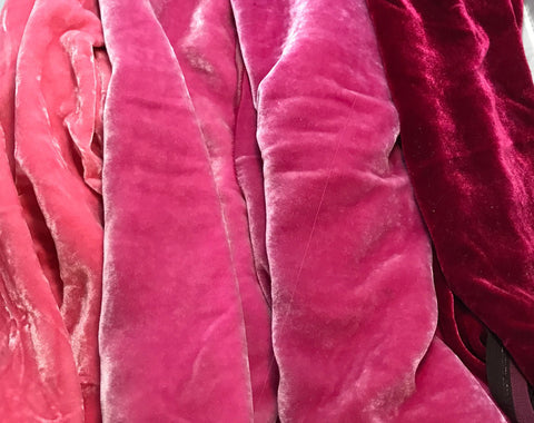 Bright Pink Sample Set - Hand Dyed Silk Velvet - 1/4 Yard x 45" Each