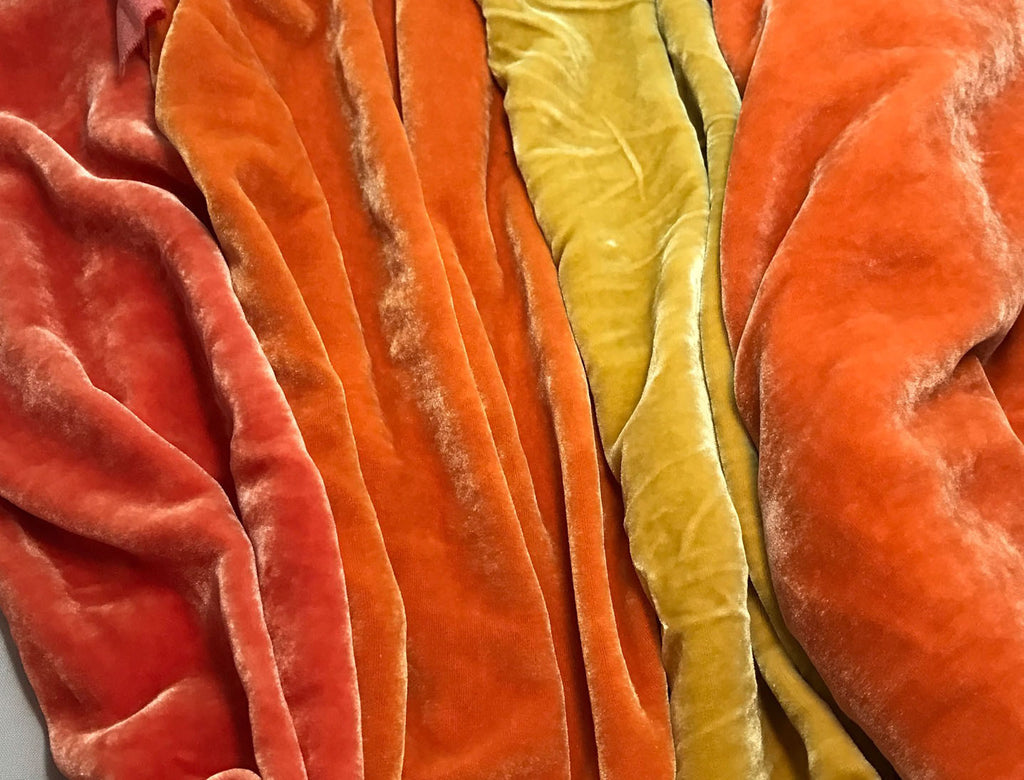 Light Autumn Sample Set - Hand Dyed Silk Velvet - 1/4 Yard x 45" Each