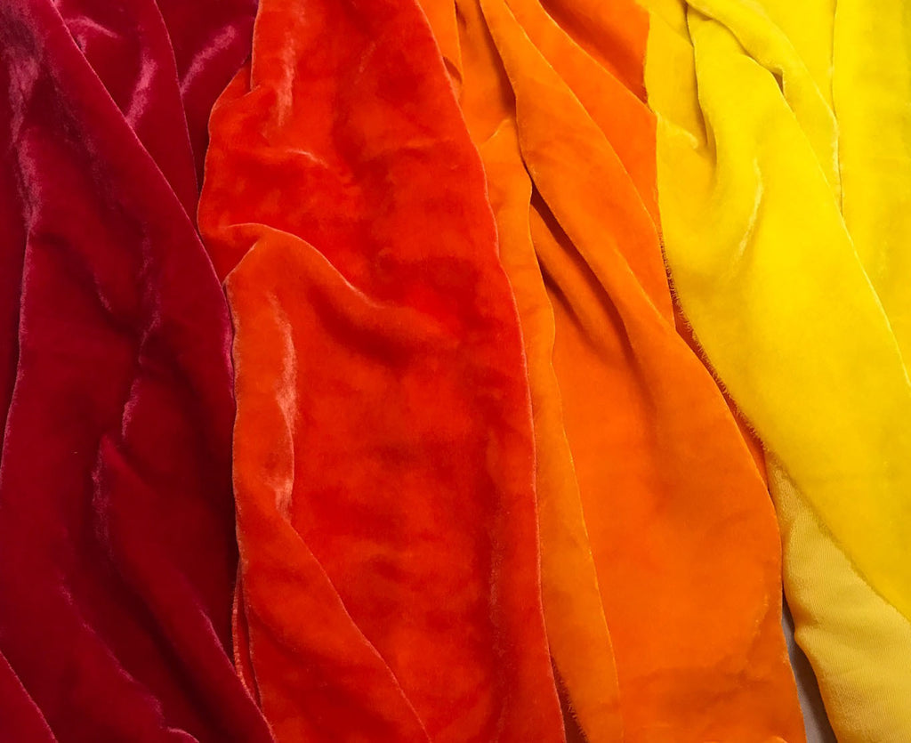 Bright Autumn Sample Set - Hand Dyed Silk Velvet - 1/4 Yard x 45" Each