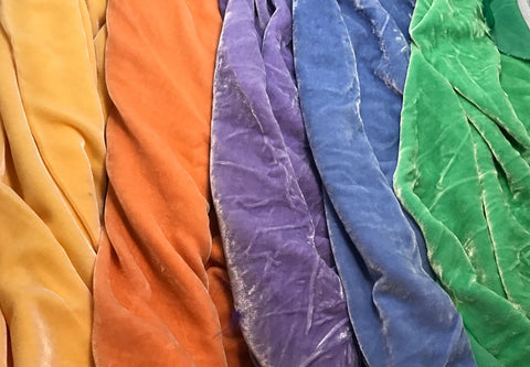 Pastels Sample Set - Hand Dyed Silk Velvet - 1/4 Yard x 45" Each