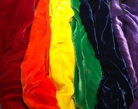 Jewel Tones Sample Set - Hand Dyed Silk Velvet - 1/4 Yard x 45" Each