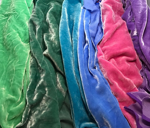 Spring Colors Sample Set - Hand Dyed Silk Velvet - 1/4 Yard x 45" Each