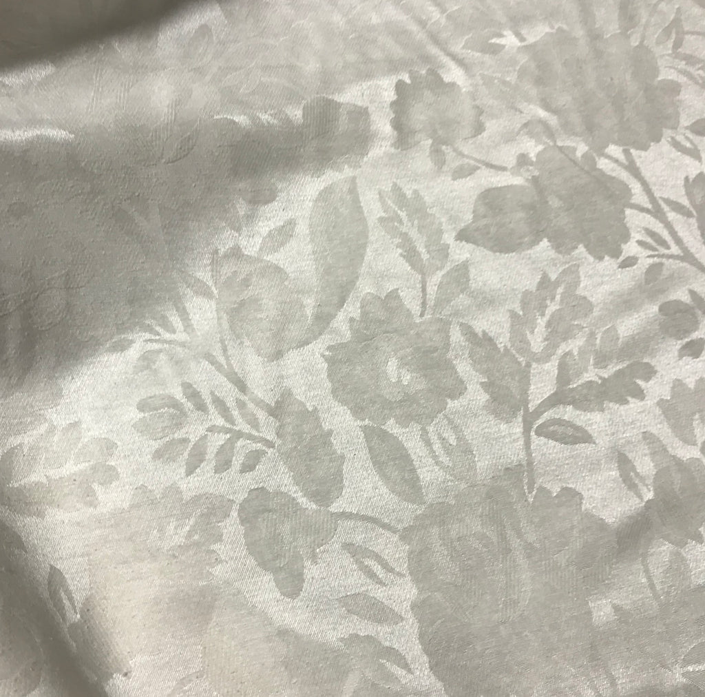 Floral Jacquard Natural White Raw Silk Noil Fabric